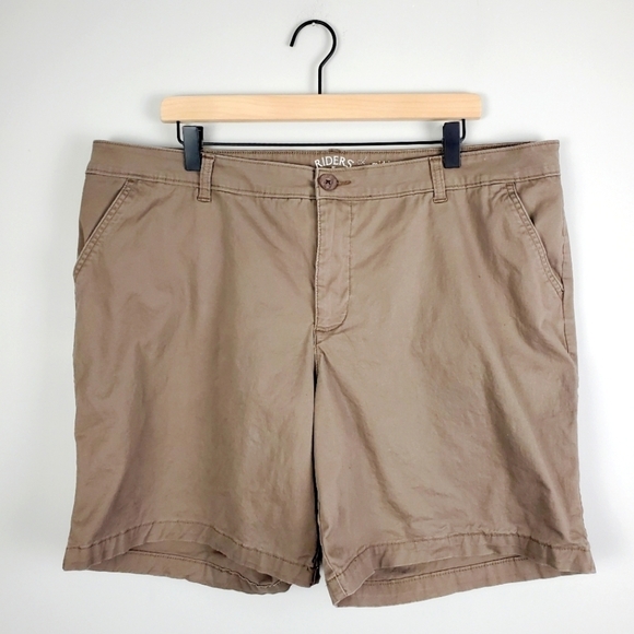 Riders by Lee Women Midrise Shorts Brown Taupe 22W - Picture 1 of 5